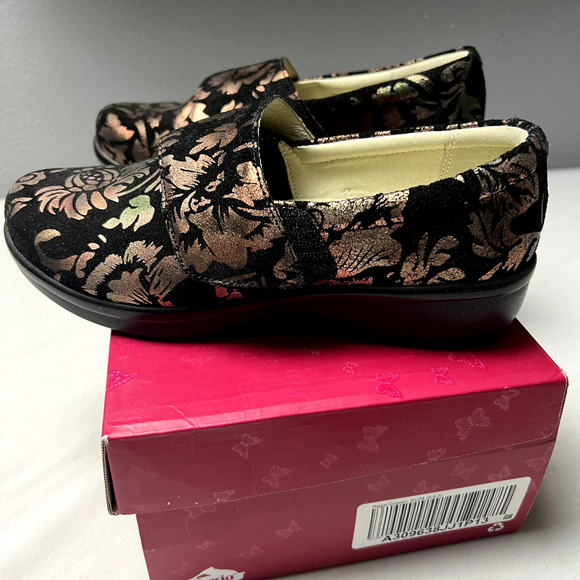 Alegria Lauryn EU 38 US 7.5 Copper Floral Leather Clog‎ Loafer Cross Strap On - Picture 2 of 12